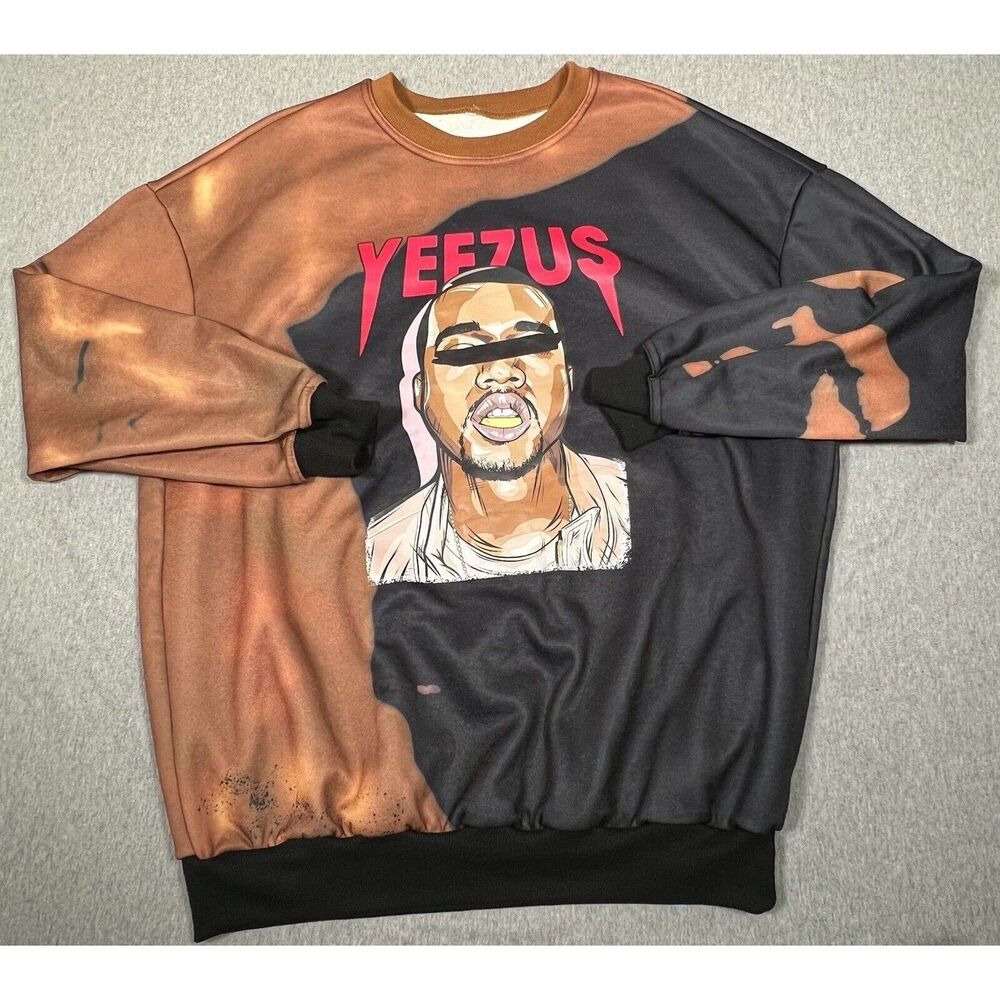 Yeezus Pullover Sweatshirt Crewneck Kanye West Mens Black Copper Polyester Large